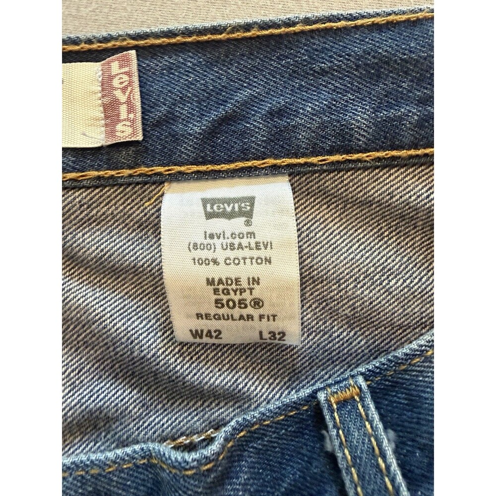 Levis 505 Jeans Mens 42x32 Actual 41x31 Blue 100% Cotton Regular Y2K Blank Tab - Picture 6 of 10